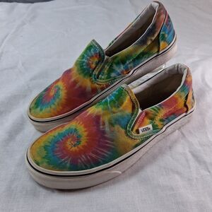Vans Off The Wall Tie Dye Rasta Slip On Shoes Unisex Mens 6 Womens 7.5 Skate